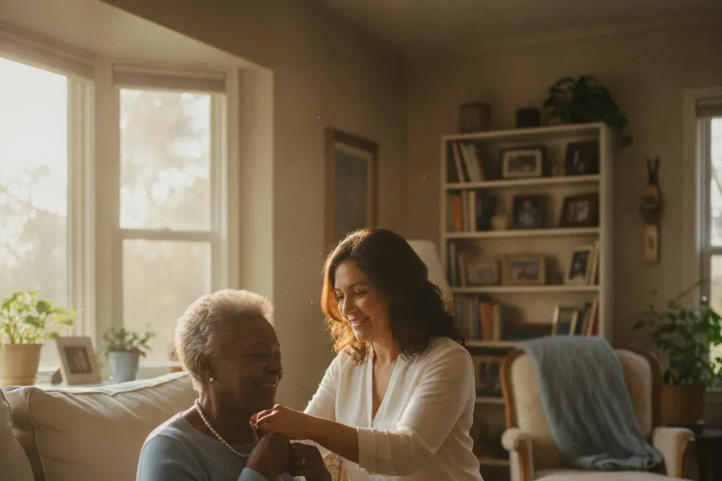 Family caregiver getting paid to care for an elderly loved one at home in Virginia — Godaelli Home Care