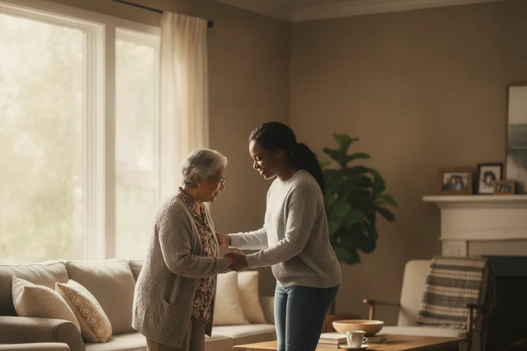 Family caregiver getting paid to care for an elderly loved one at home in Virginia — Godaelli Home Care
