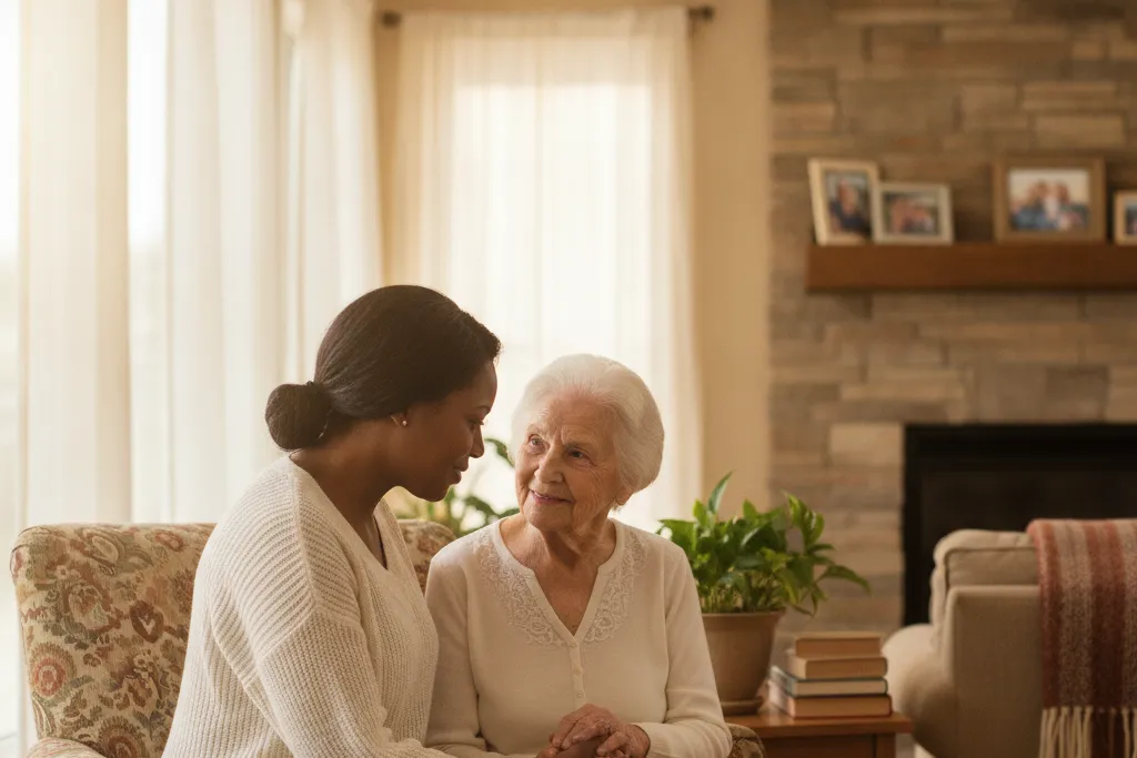 Family caregiver getting paid to care for an elderly loved one at home in Virginia — Godaelli Home Care