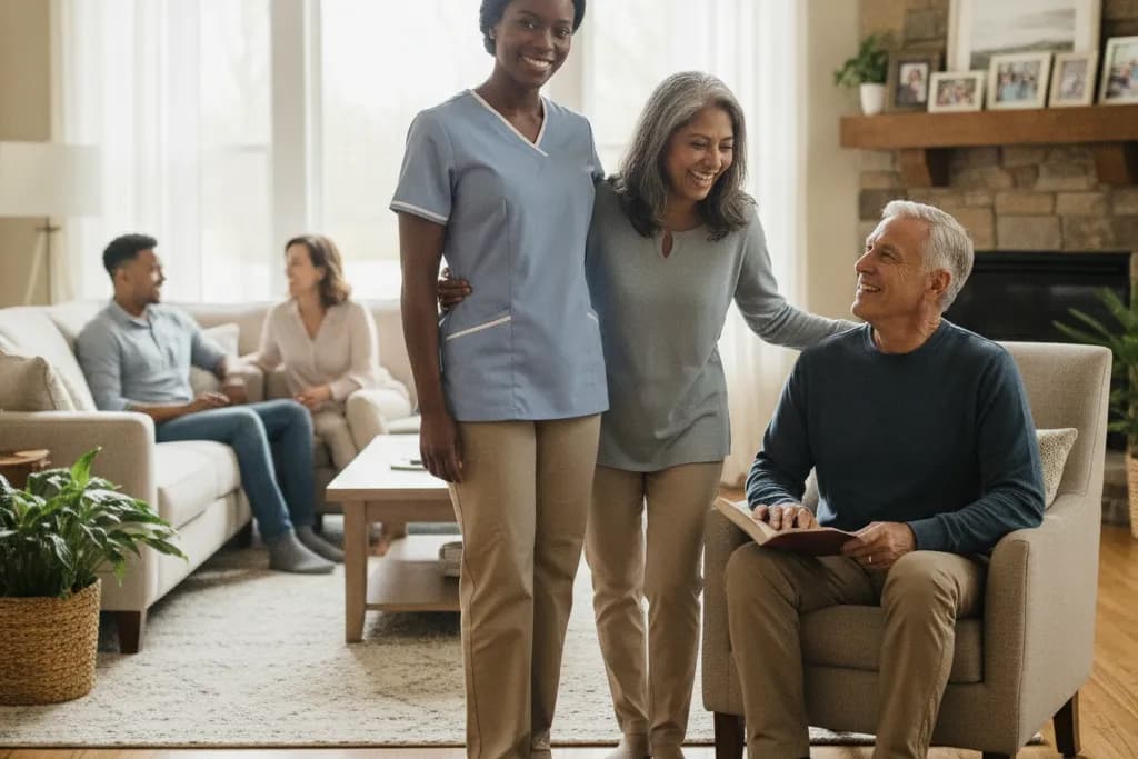 Professional Godaelli home care caregiver assisting a senior in a Northern Virginia home