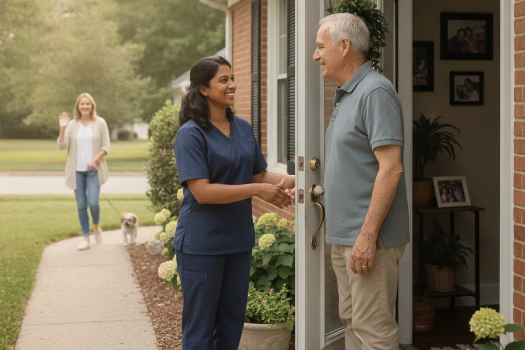 In-home caregiver assisting a senior at home in Herndon, Virginia — Godaelli Home Care