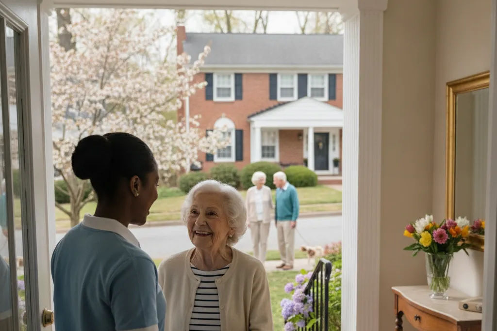 In-home caregiver assisting a senior at home in McLean, Virginia — Godaelli Home Care