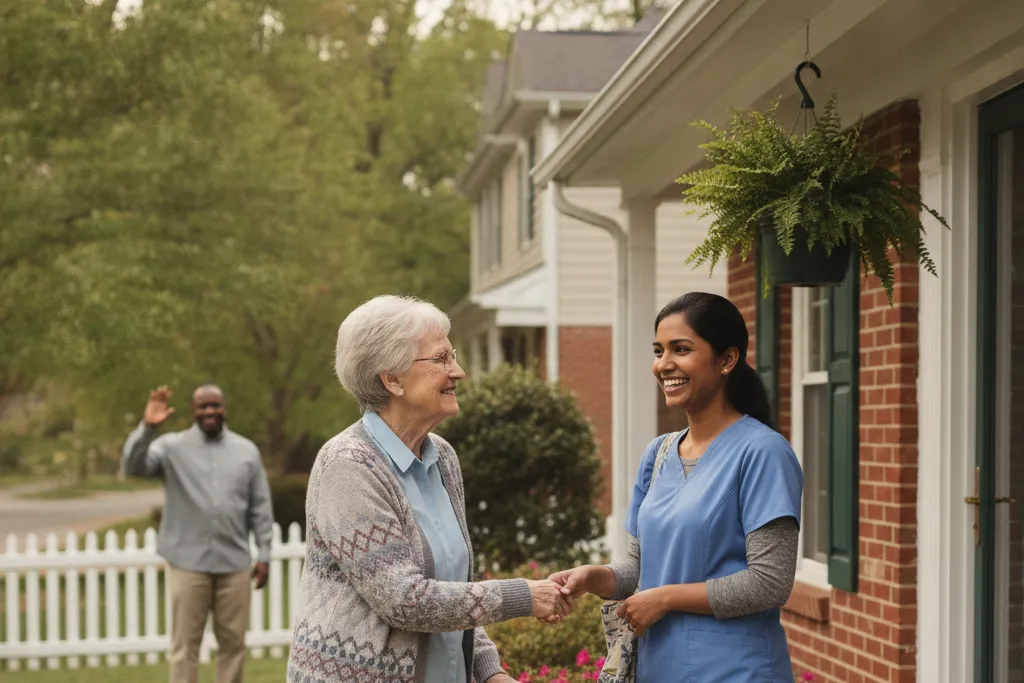 In-home caregiver assisting a senior at home in Springfield, Virginia — Godaelli Home Care