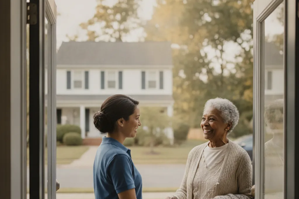 In-home caregiver assisting a senior at home in Stafford, Virginia — Godaelli Home Care