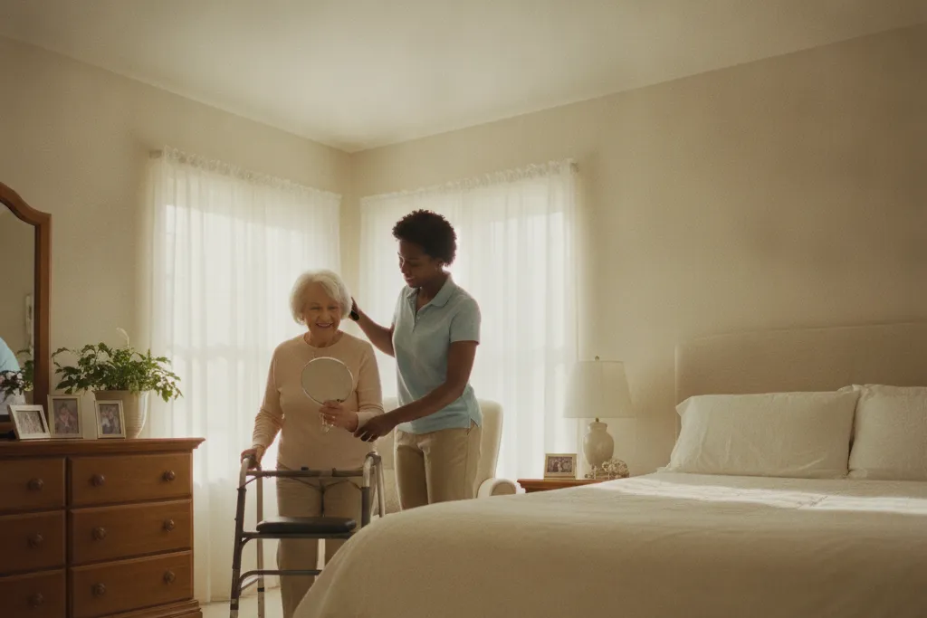Personal Care provided by a Godaelli caregiver for a senior at home in Virginia