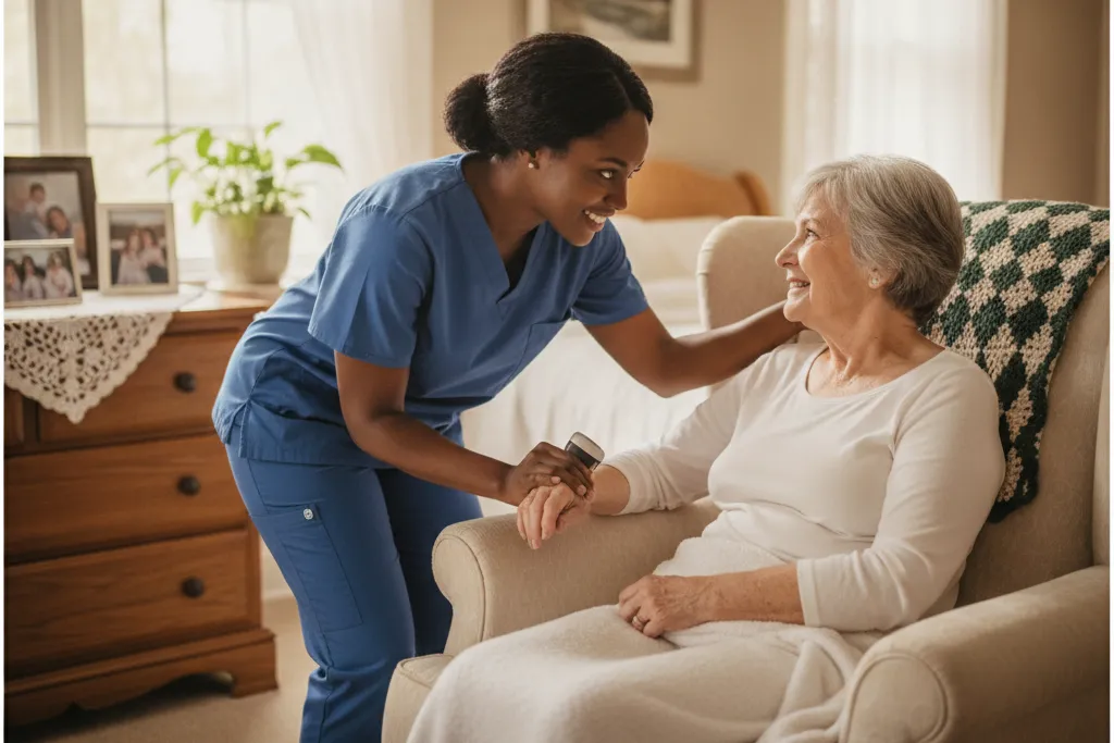 Private Duty Nursing provided by a Godaelli caregiver for a senior at home in Virginia