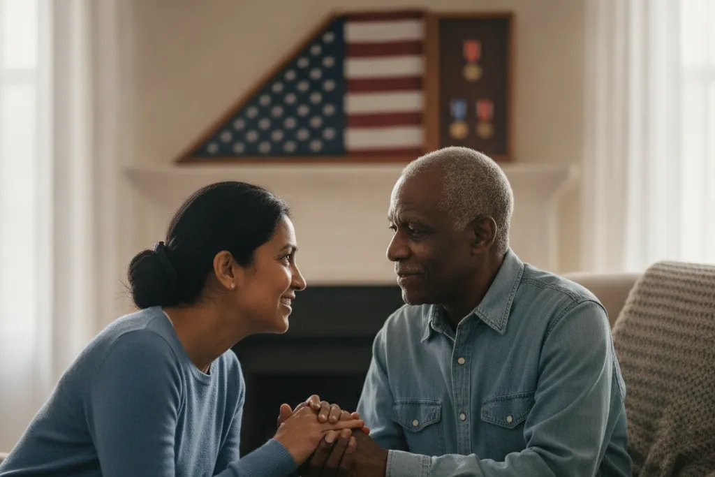 Family caregiver supporting a U.S. military veteran at home in Virginia — Godaelli Home Care
