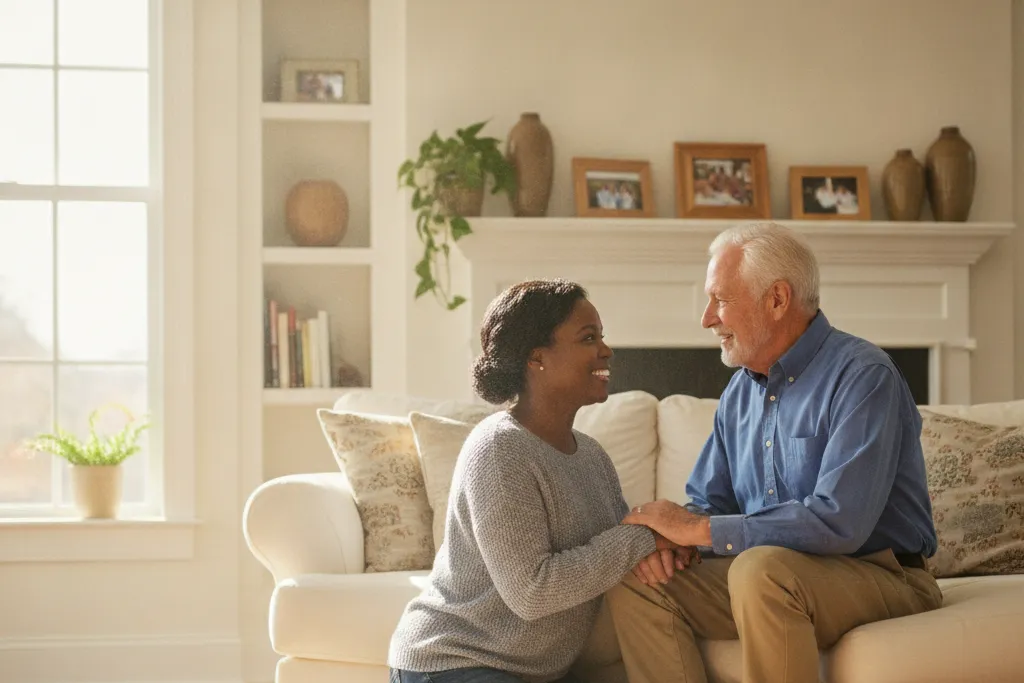 Family caregiver getting paid to care for an elderly loved one at home in Virginia — Godaelli Home Care