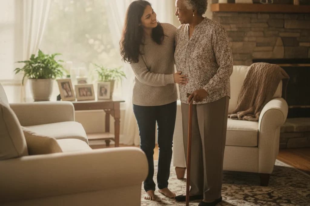 Family caregiver getting paid to care for an elderly loved one at home in Virginia — Godaelli Home Care